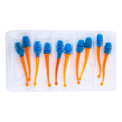 Silikon Kurt Yem - 2,1g 70mm - Fishack Wormix - 10 Adet - UV - Mavi/Turuncu