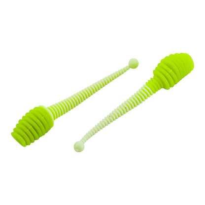 Silikon Kurt Yem - 2,1g 70mm - Fishack Wormix - 10 Adet - UV - Yeşil/Beyaz