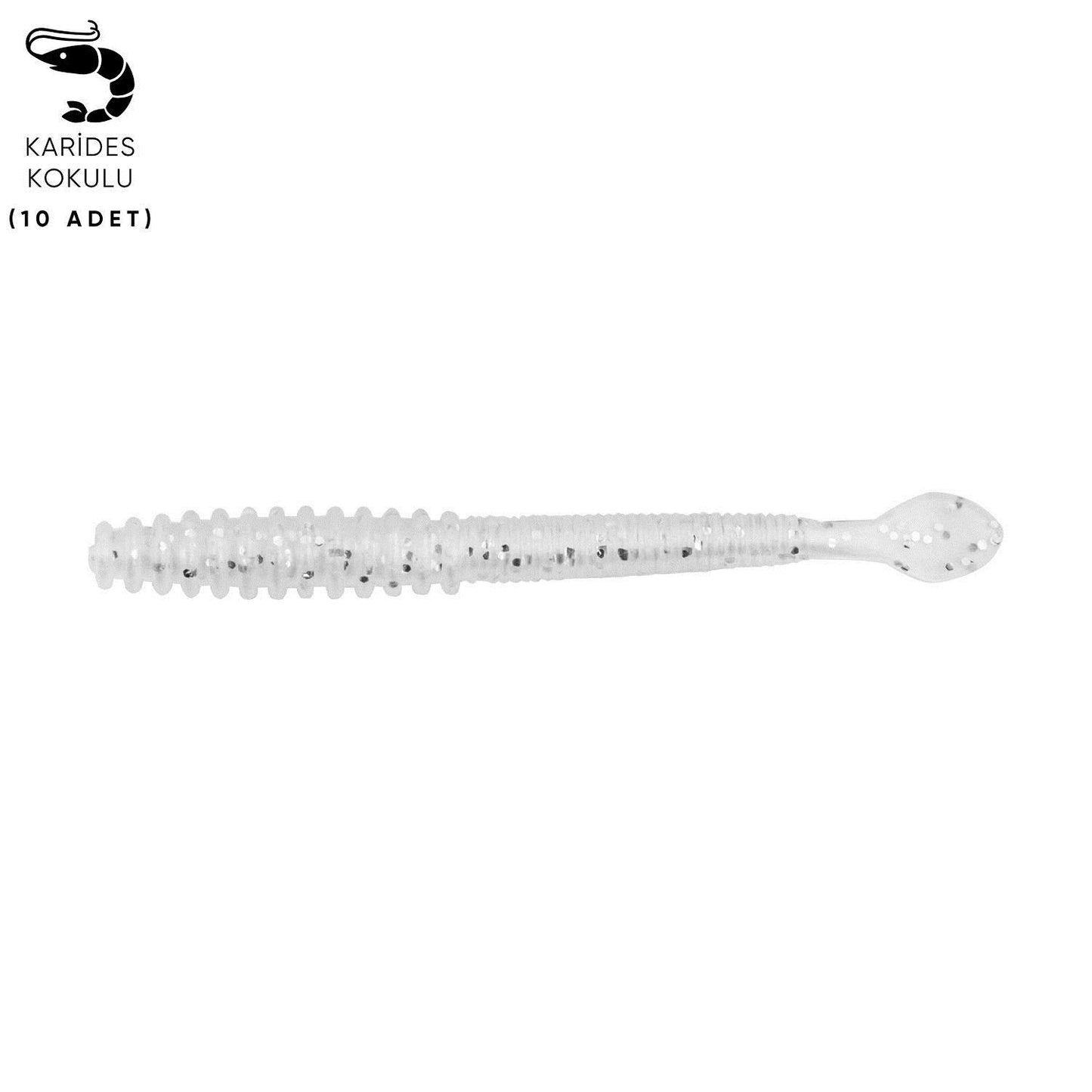 Silikon Kurt Yem - 2,2g 87mm - Fishack Wormix - 10 Adet - Silver White