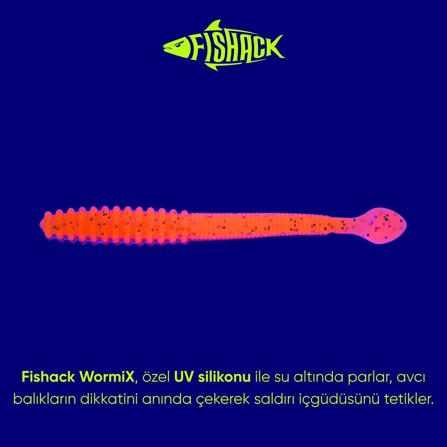 Silikon Kurt Yem - 2,2g 87mm - Fishack Wormix - 10 Adet - UV - Flare