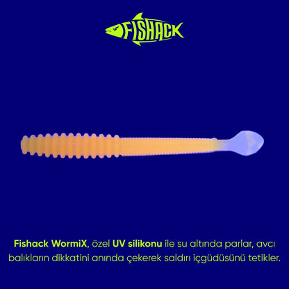 Silikon Kurt Yem - 2,2g 87mm - Fishack Wormix - 10 Adet - UV - Orange