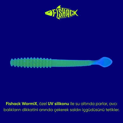 Silikon Kurt Yem - 2,2g 87mm - Fishack Wormix - Fluo Green - UV Silikon