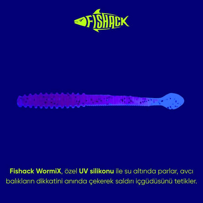 Silikon Kurt Yem - 2,2g 87mm - Fishack Wormix - Purple - UV Silikon