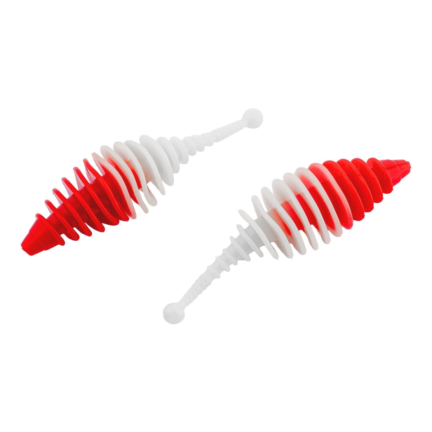 Silikon Kurt Yem - 3g 65mm - Fishack Wormix - 10 Adet - UV - Kırmızı/Beyaz