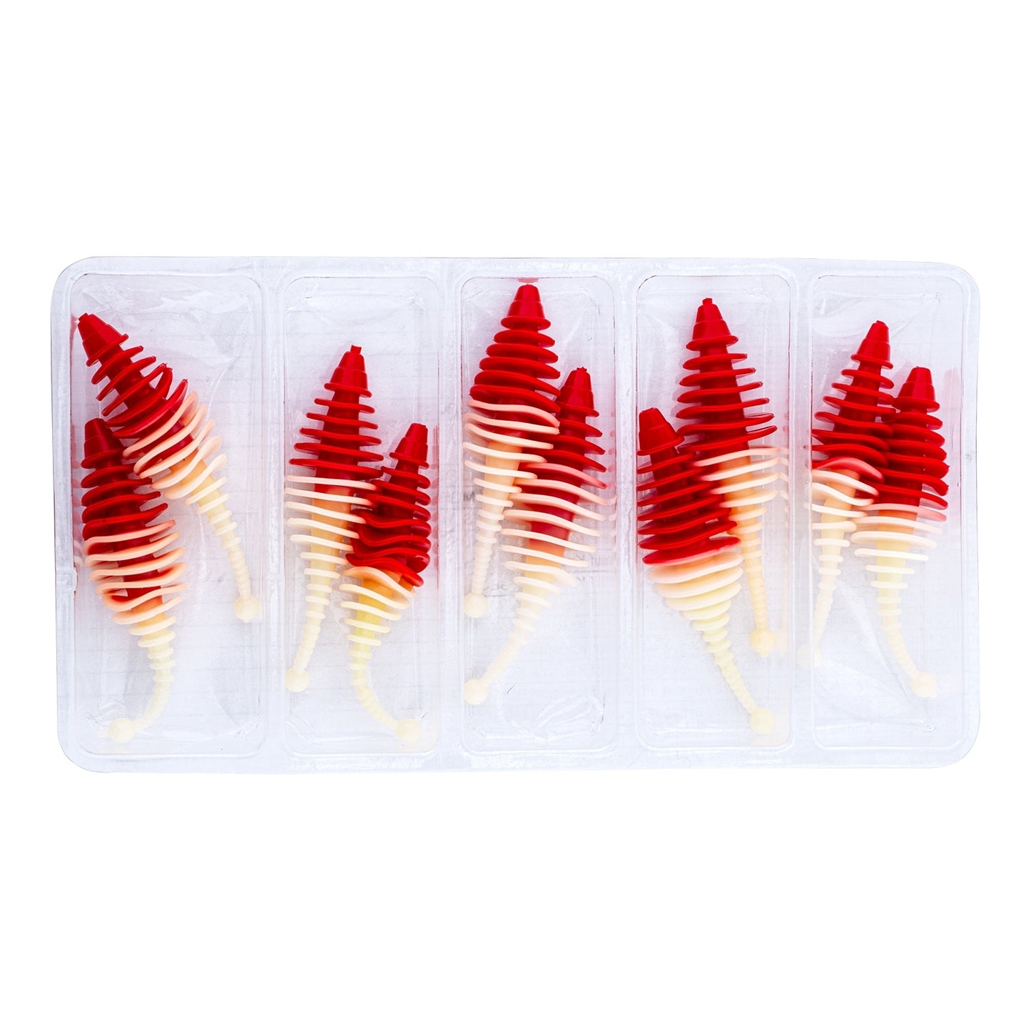 Silikon Kurt Yem - 3g 65mm - Fishack Wormix - 10 Adet - UV - Kırmızı/Beyaz