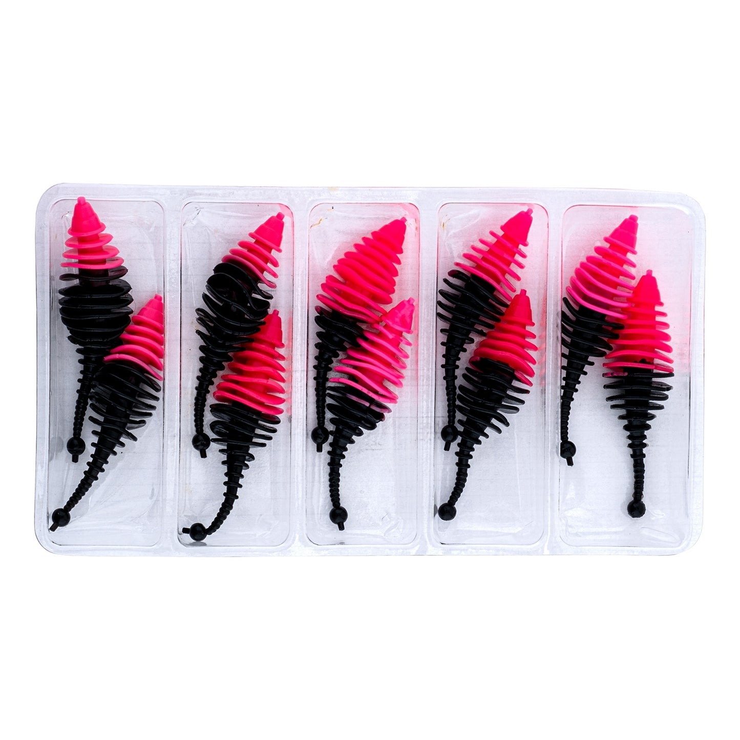 Silikon Kurt Yem - 3g 65mm - Fishack Wormix - 10 Adet - UV - Pembe/Siyah