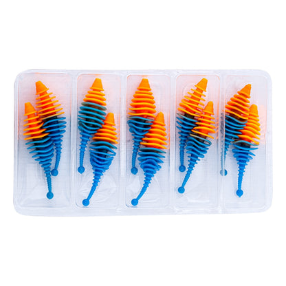 Silikon Kurt Yem - 3g 65mm - Fishack Wormix - 10 Adet - UV - Turuncu/Mavi
