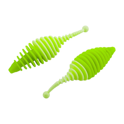 Silikon Kurt Yem - 3g 65mm - Fishack Wormix - 10 Adet - UV - Yeşil/Beyaz