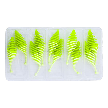 Silikon Kurt Yem - 3g 65mm - Fishack Wormix - 10 Adet - UV - Yeşil/Beyaz