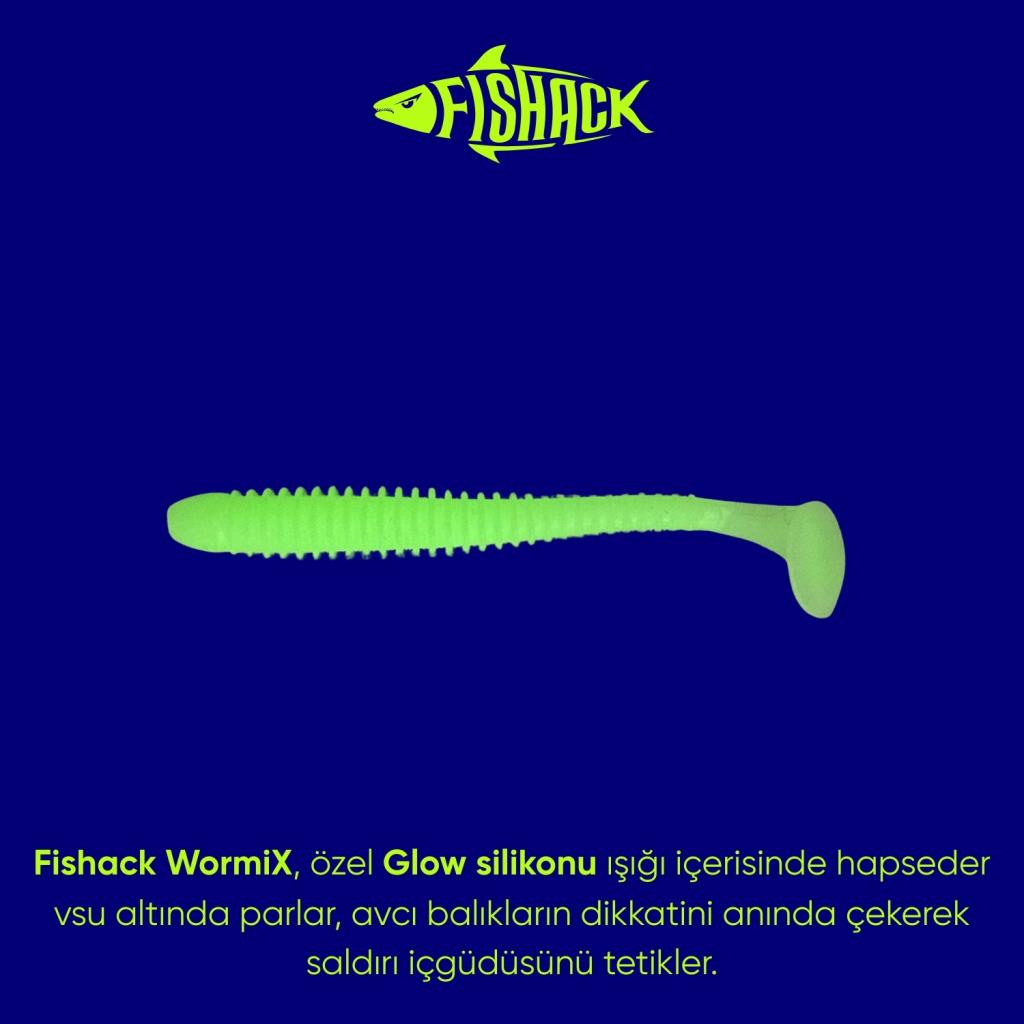 Silikon Kurt Yem - 4,2g 105mm - Turna/Levrek Silikonu - 1 Adet - Glow - Karides Kokulu