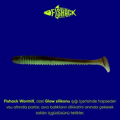 Silikon Kurt Yem - 4,2g 105mm - Turna/Levrek Silikonu - 1 Adet - Gri/Beyaz - Karides Kokulu