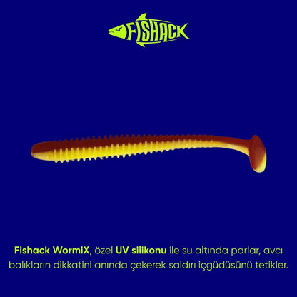 Silikon Kurt Yem - 4,2g 105mm - Turna/Levrek Silikonu - 1 Adet - Kırmızı/Sarı - Karides Kokulu