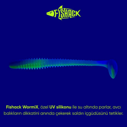 Silikon Kurt Yem - 4,2g 105mm - Turna/Levrek Silikonu - 1 Adet - Mavi/Yeşil - Karides Kokulu