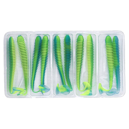 Silikon Kurt Yem - 4,2g 105mm - Turna/Levrek Silikonu - 1 Adet - Mavi/Yeşil - Karides Kokulu