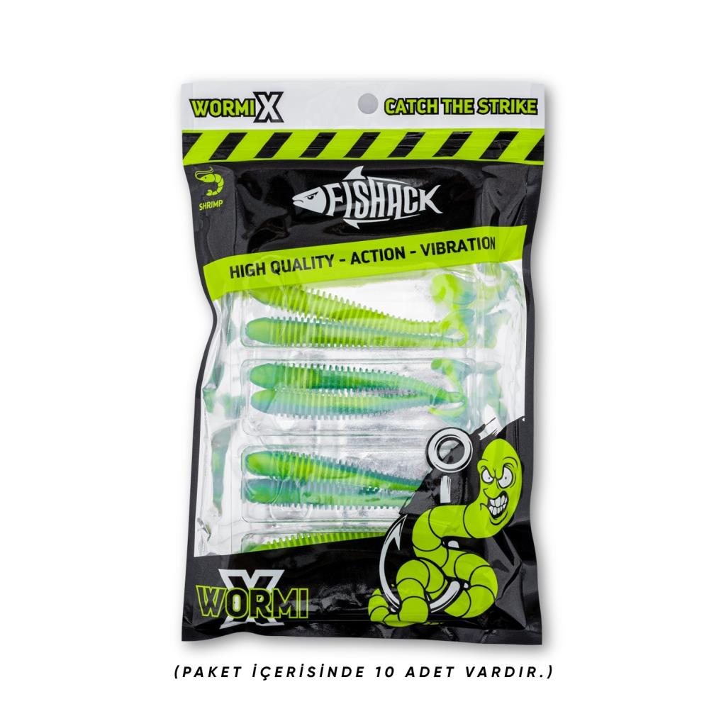 Silikon Kurt Yem - 4,2g 105mm - Turna/Levrek Silikonu - 1 Adet - Mavi/Yeşil - Karides Kokulu