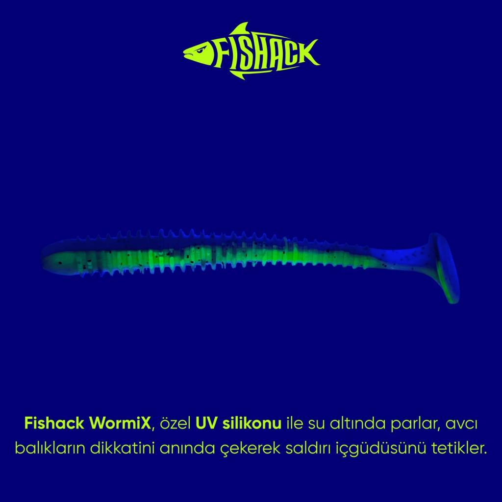 Silikon Kurt Yem - 4,2g 105mm - Turna/Levrek Silikonu - 1 Adet - Mor/Yeşil - Karides Kokulu