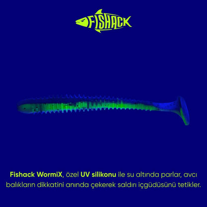 Silikon Kurt Yem - 4,2g 105mm - Turna/Levrek Silikonu - 1 Adet - Mor/Yeşil - Karides Kokulu