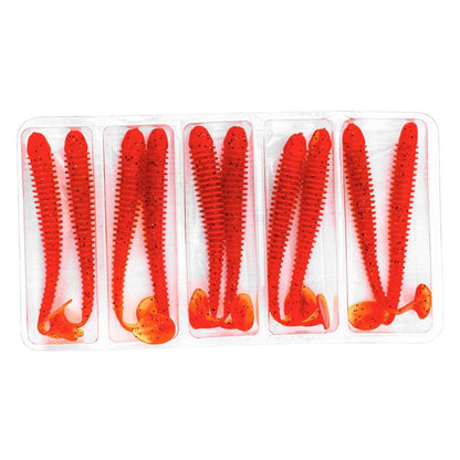 Silikon Kurt Yem - 4,2g 105mm - Turna/Levrek Silikonu - 1 Adet - Turuncu/Sarı - Karides Kokulu