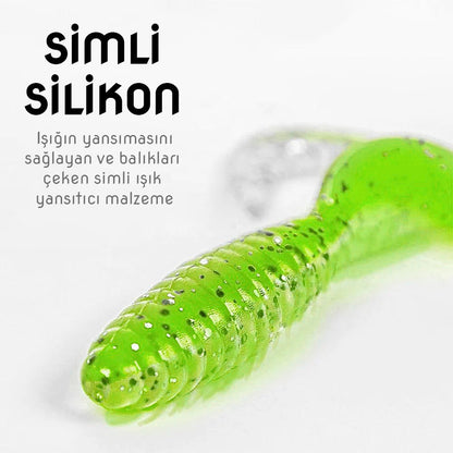 Silikon Kurt Yem - 60mm - Fluo Yeşil - Yumy (18065-SM024-03)
