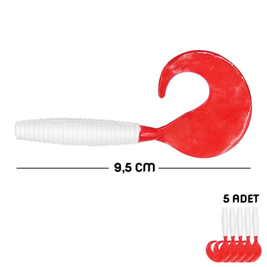 Silikon Kurt Yem - 95mm - Kırmızı/Beyaz - 5'li Paket - Yumy (460-O-18095)
