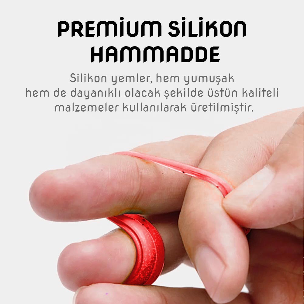 Silikon Kurt Yem - 95mm - Kırmızı/Beyaz - Yumy (460-O-18095)