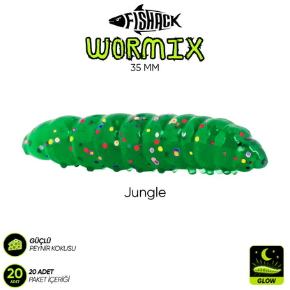 Silikon Kurt Yem - Fishack - 35mm - Peynir Kokulu - 20 Adet - UV ve Glow Silikon