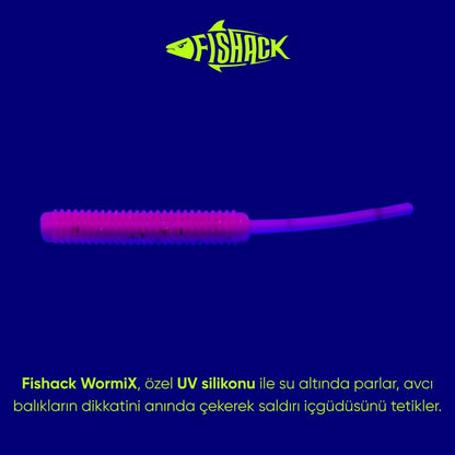 Silikon Kurt Yem - LRF Yem - 1g 52mm - Fishack Wormix - 10 Adet - Pink Gray - UV Silikon