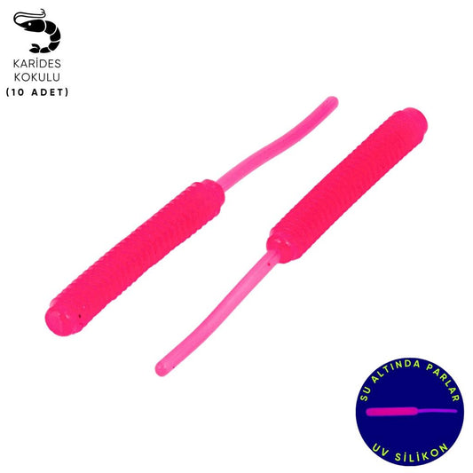 Silikon Kurt Yem - LRF Yem - 1g 52mm - Fishack Wormix - 10 Adet - Pink - UV Silikon