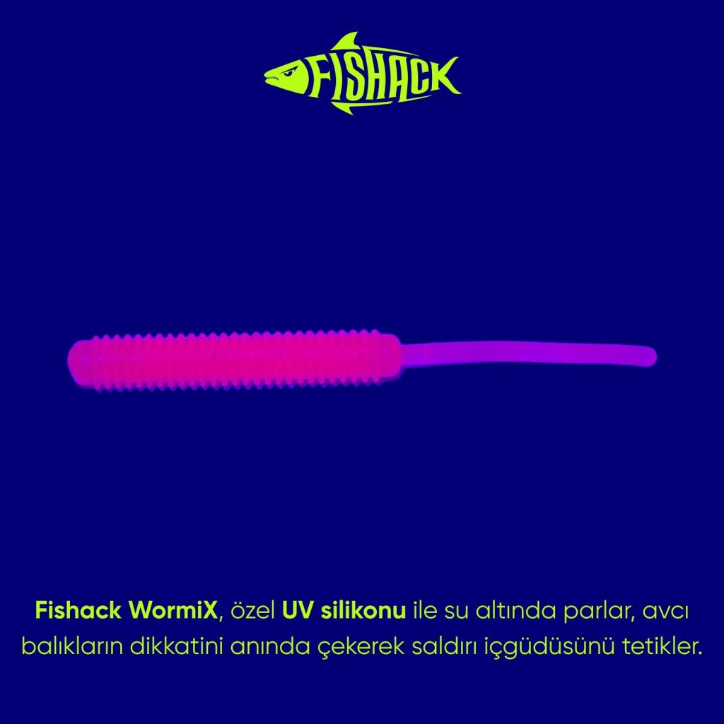 Silikon Kurt Yem - LRF Yem - 1g 52mm - Fishack Wormix - 10 Adet - Pink - UV Silikon