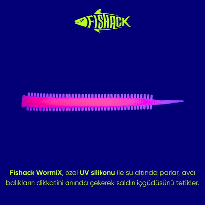 Silikon Kurt Yem - LRF Yem - 1g 70mm - Fishack Wormix - 10 Adet - Pink Glow - UV Silikon
