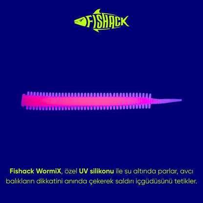 Silikon Kurt Yem - LRF Yem - 1g 70mm - Fishack Wormix - 10 Adet - Pink Glow