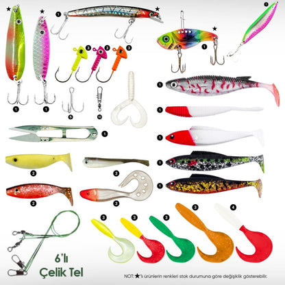 Silikon Spin At-Çek Yem Seti - 70 Parça - Yem Kutulu - Fishack (2003)