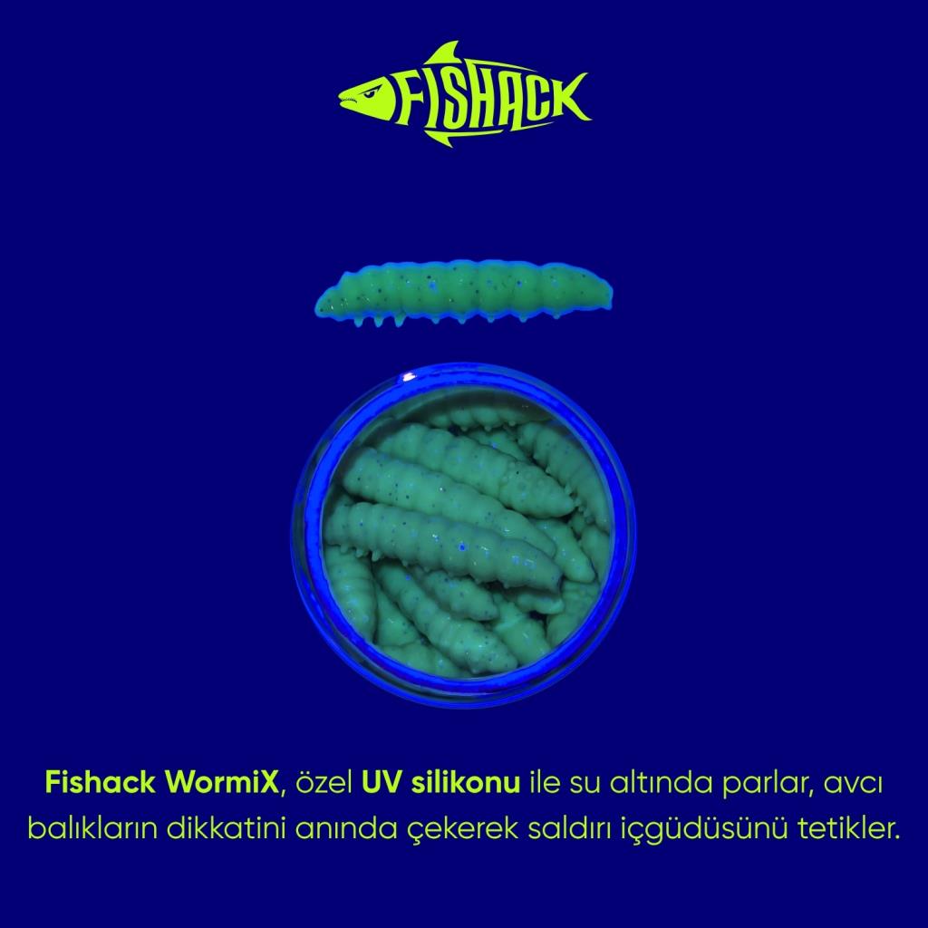 Yüzen Silikon Kurt - Glow Alabalık Yemi - 37mm - Sarımsak Kokulu - Küf Yeşili - Trout Bait