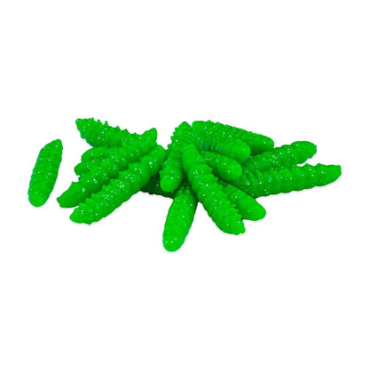 Yüzen Silikon Kurt - Glow Alabalık Yemi - 37mm - Sarımsak Kokulu - Yeşil - Trout Bait