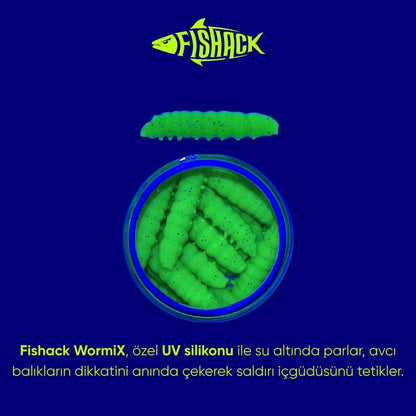 Yüzen Silikon Kurt - Glow Alabalık Yemi - 37mm - Sarımsak Kokulu - Yeşil - Trout Bait