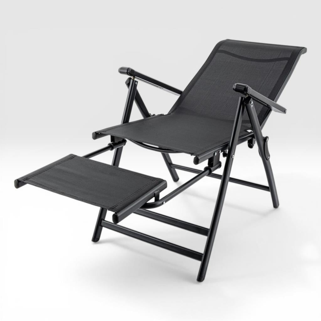 Sırt Ayarlı Katlanabilir Kamp Sandalyesi - 8 Kademeli - Bacak Uzatmalı - Recline