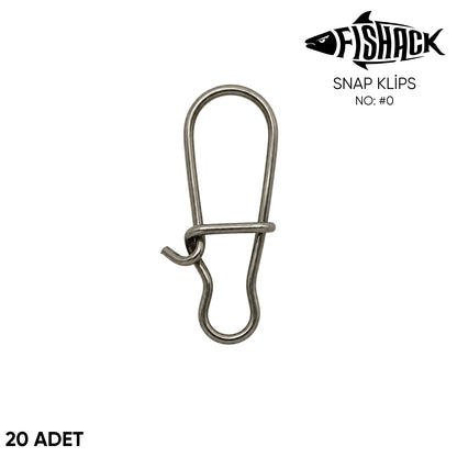 Snap Klips - Fishack - Paslanmaz Çelik - 20 Adet - No: #0