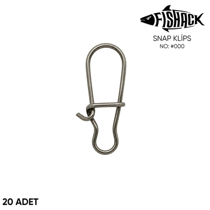 Snap Klips - Fishack - Paslanmaz Çelik - 20 Adet - No: #000