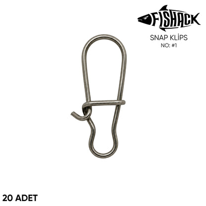 Snap Klips - Fishack - Paslanmaz Çelik - 20 Adet - No: #1