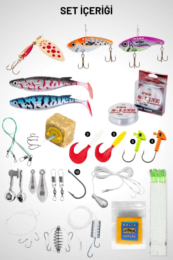 Spin At-Çek Deniz ve Göl Profesyonel Olta Seti Takımı - XXL - 2.40MT / 10-30GR - 42 Parça Elite