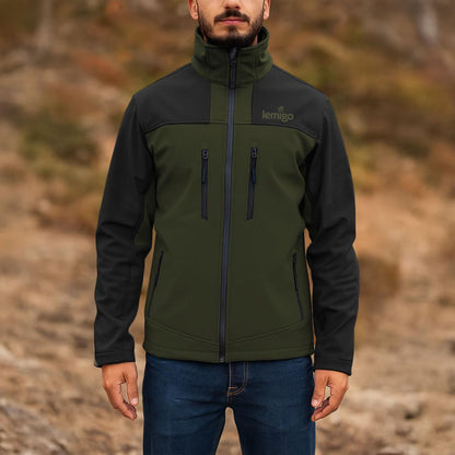 Su ve Rüzgar Geçirmez Softshell Mont - Lemigo - Haki-Siyah