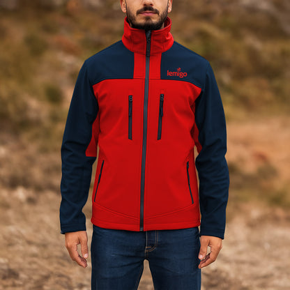 Su ve Rüzgar Geçirmez Softshell Mont - Lemigo - Kırmızı-Lacivert