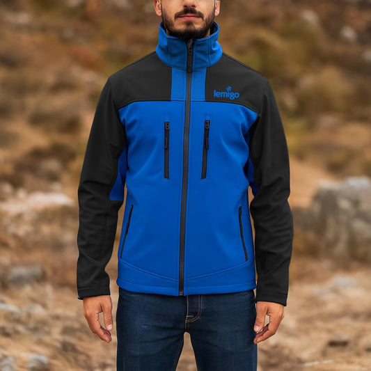 Su ve Rüzgar Geçirmez Softshell Mont - Lemigo - Mavi-Siyah