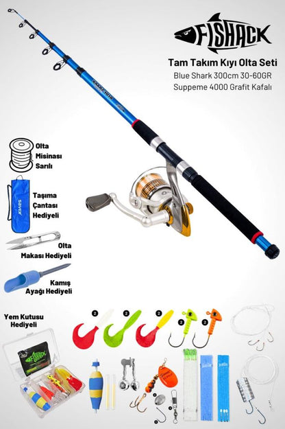 Tam Takım Kıyı Olta Seti - 300cm Kamış 40-80GR / 3000'lik Suppeme Olta Makinesi