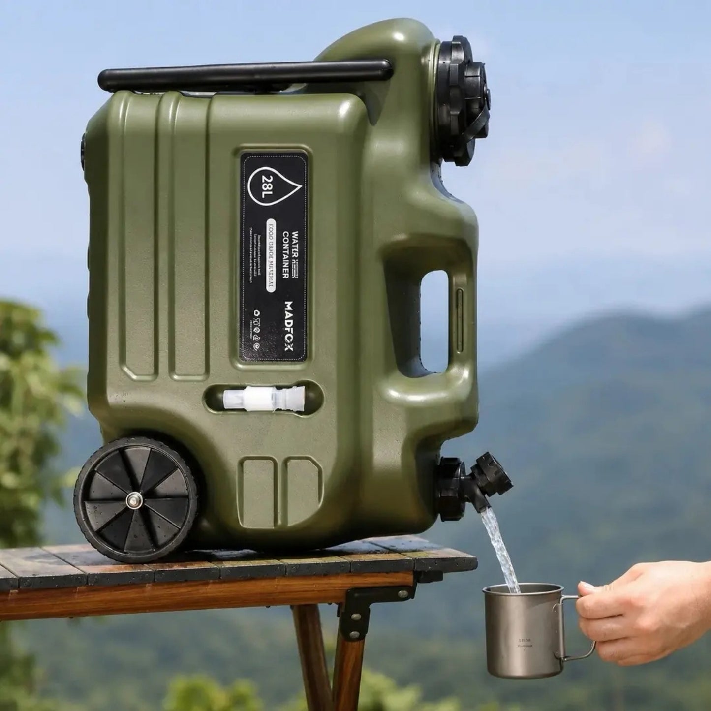 Tekerlekli Musluklu Su Bidonu - Madfox Galon Air PE - 28 Litre - Yeşil - 387060