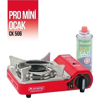 Tekli Çantalı Mini Portatif Ocak - Orcamp - Kırmızı (CK-506)