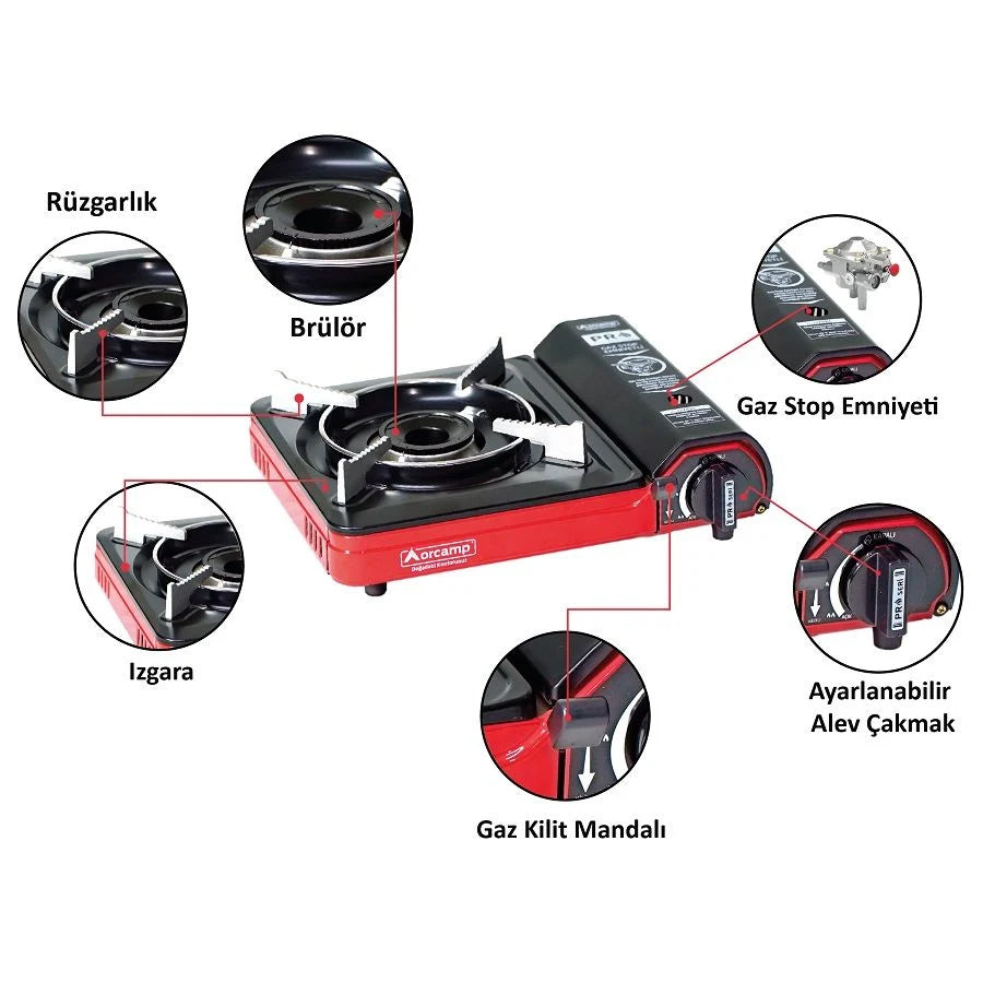 Tekli Portatik Ocak - Orcamp - Kırmızı -(CK-505)