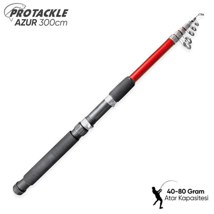 Teleskopik Olta Kamışı - Azur - 300cm - 40/80 Gr - Kırmızı - Protackle