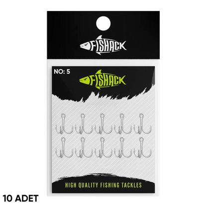 Üçlü İğne - Nikel Üçlü Kanca - Fishack 3210 - 10 Adet - No: 5