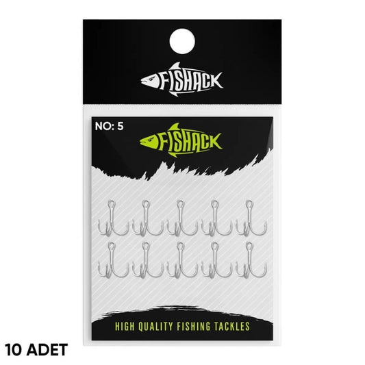Üçlü İğne - Nikel Üçlü Kanca - Fishack 3210 - 10 Adet - No: 5